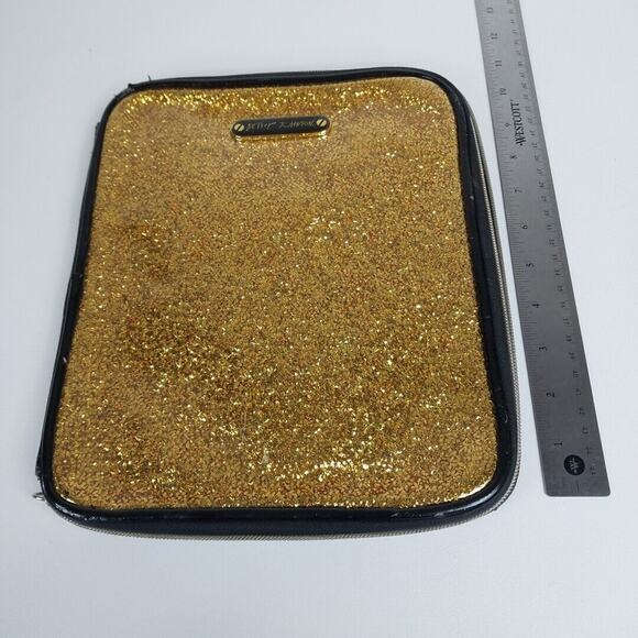 Betsey Johnson Gold Glitter Tablet Sleeve Case Bag Notebook - Picture 10 of 11